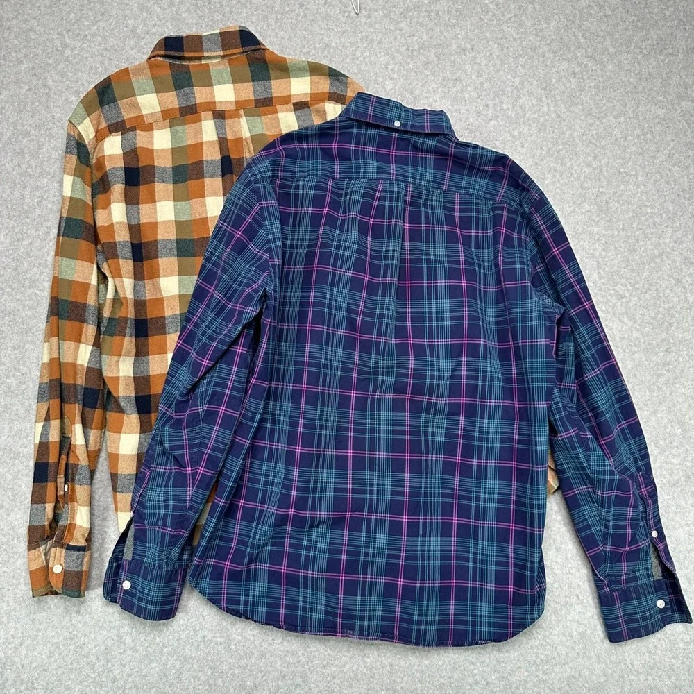 J Crew Lot of 2 Plaid Button Down Shirts Mens Medium Flannel & Slim Tartan
